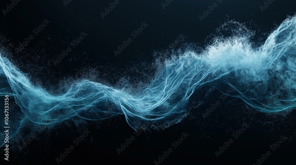 Poster abstract attractive technological background with the movement of a flowing wave of data transfer in