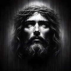 Hand-Drawn Sketch Portrait of Jesus Christ