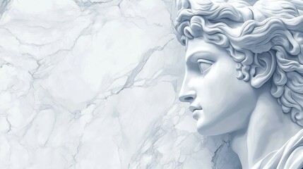 Elegant Marble Background with Classical Greek Statue Profile