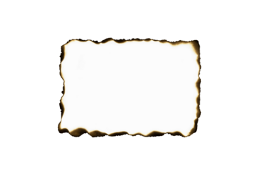 White paper with burnt edges isolated on white background with clipping path.
