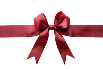 A red ribbon with a decorative bow against a transparent background, ideal for gifts or festive decorations.