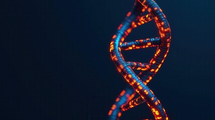 Abstract representation of a digital key resembling a DNA strand made of glowing data, unlocking personalized access, Digital Key, biometric key, genetic access