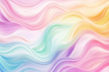 Obraz premium Colorful background with soft pastel rainbow colors and waves of hair texture. Hand-drawn vector illustration for design, print, cover, or banner.