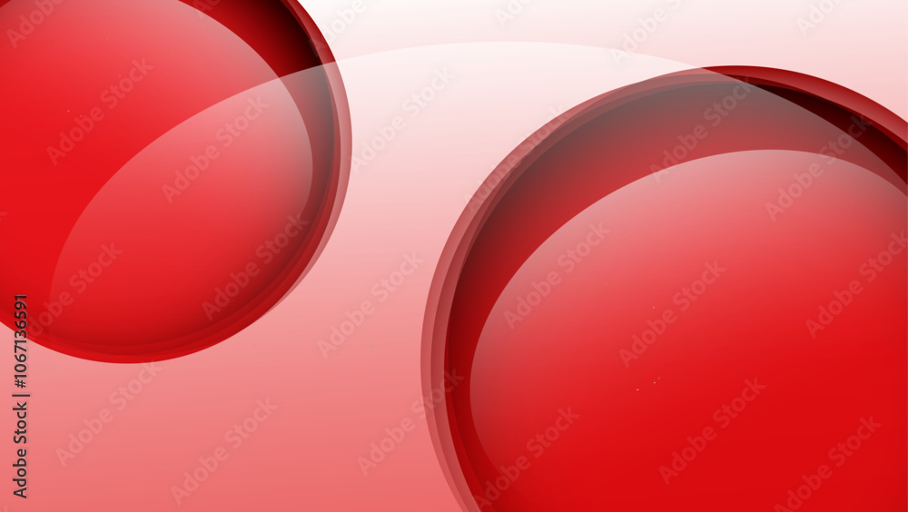 Wall mural red glossy circles abstract background