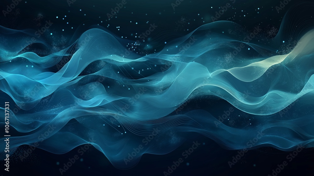 Poster abstract attractive technological background with the movement of a flowing wave of data transfer in
