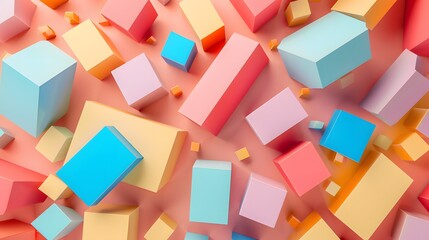 Obraz premium Pastel colored geometrical shape on an abstract d background AI generated illustration