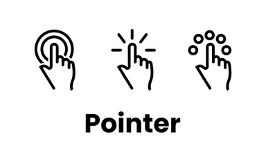 Pointer click cursor arrow icons set. Clicking cursor. Hand cursors icons click set. Pointer click icon. Loading icon
