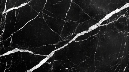 Black marble texture with white veins.