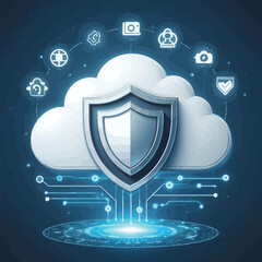 cloud with a shield icon representing cloud security and data protection