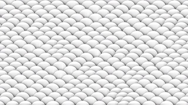 Abstract half-circle pattern moving background. Seamless loop animation with Black and white geometric pattern. White roof tiles repeat pattern background.
