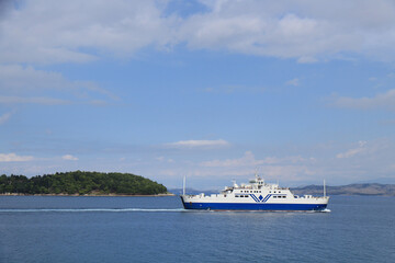 Ferry Boat Crossing the Sea Near the Greek Islands on a Sunny Summer's Day