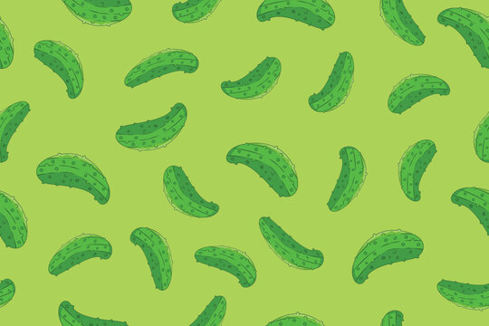 Pickle or green cucumber seamless pattern isolated on light green background