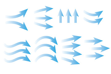 Air flow, blue arrows showing direction of air movement.