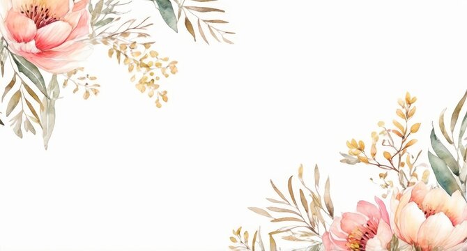 flores acuarela. tarjeta. fondo blaco