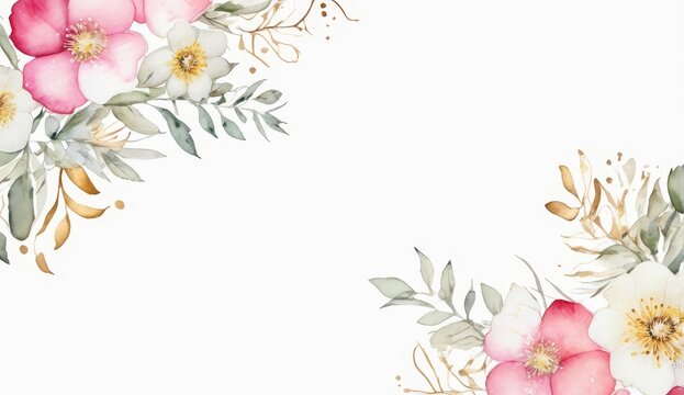 flores acuarela. tarjeta. fondo blaco