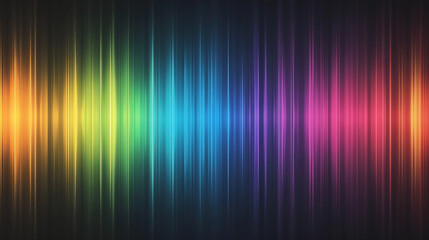 Colorful light wave spectrum with vertical gradient lines on dark background, perfect for music, audio, and technology visuals.