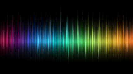Vibrant Spectrum of Colorful Light Waves on Black Background. Abstract Audio Frequency Visual Representation.