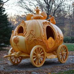 Enchanting Pumpkin Carriage Autumn Fairytale Fall Decor