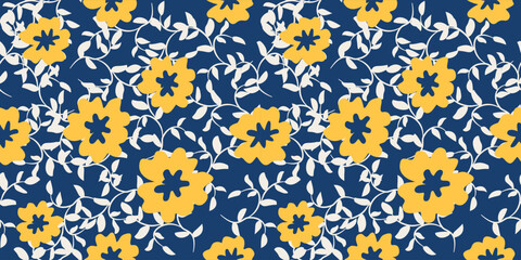 Flowers Seamless Pattern Hand drawn flowers, seamless patterns with floral for fabric, textiles