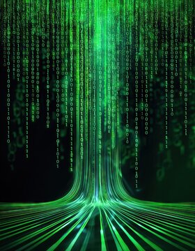 Digital binary code data streaming on a dark