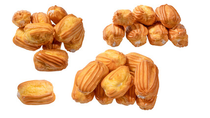 Sweet eclairs isolated on a white background.