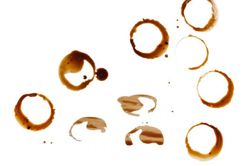 Coffee stains isolated on white background.