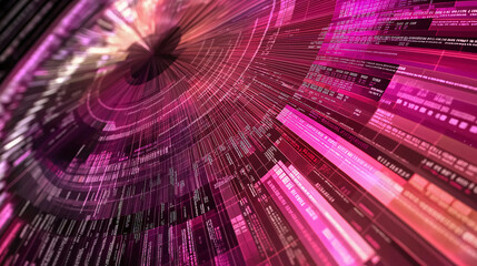 Abstract digital background with vibrant pink and purple lines and patterns.