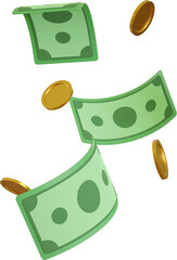 falling money and golden coins