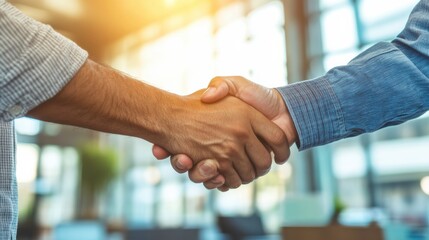 Professional Handshake in Bright Office Setting