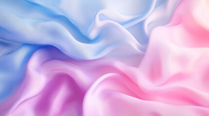Obraz premium Pastel Blue and Pink Silk Fabric with Soft Folds.