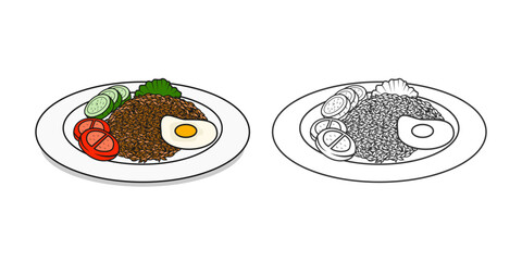 Fried Rice Indonesian Food Design Illustration vector eps format suitable for your design needs logo illustration animation etc