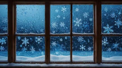 Snowflakes on a frozen Christmas window