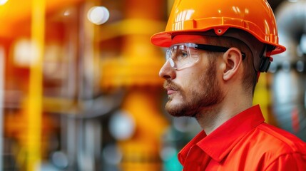 Industrial Worker in Safety Gear at Manufacturing Facility