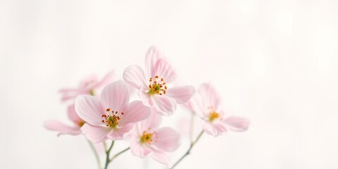 Delicate watercolor-style pink flowers in a soft focus background with subtle texture, vintage vibe, pastel hues