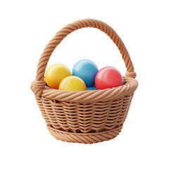 Naklejka premium easter basket 3D style cartoon, icon, with isolated transparent background
