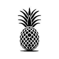 Obraz premium Pineapple icon, vector illustration. Flat design style, black on white..pineapple fruit vector. pineapple fruit vector collection. pineapple fruit illustration in flat style. fresh summer fruit.