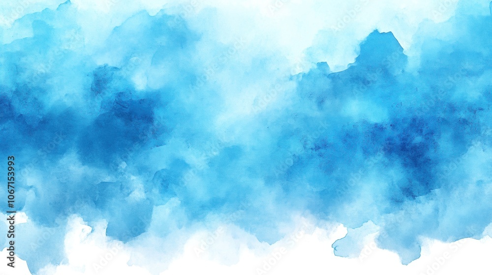Sticker beautiful blue watercolor background with soft texture and gradient.