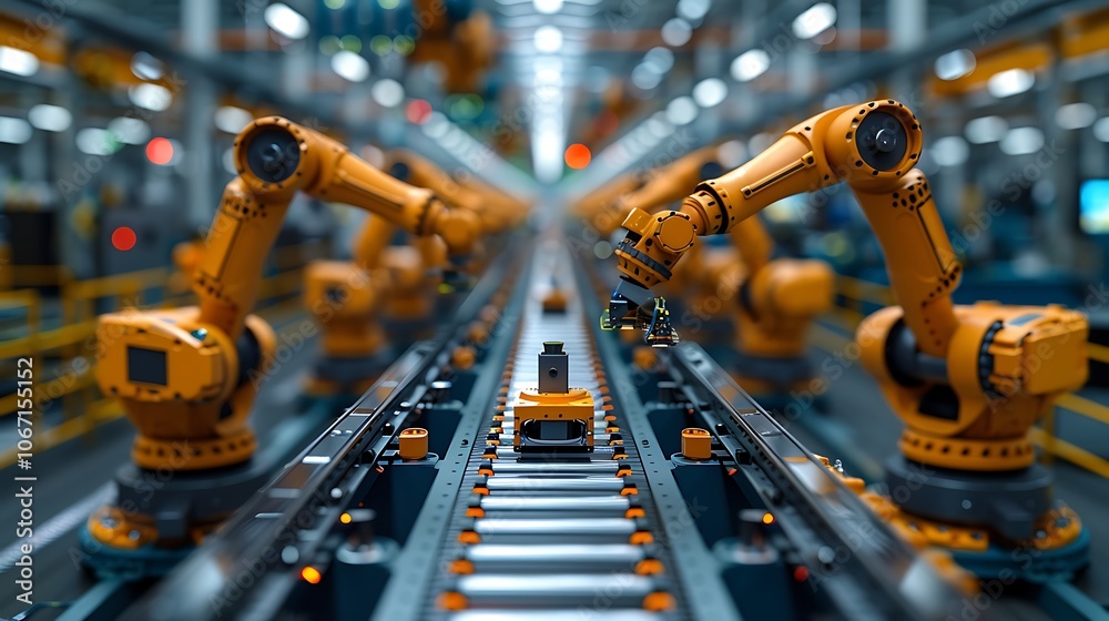 Leinwandbilder a close-up of robotic arms working on an assembly line, showcasing automation in a modern manufactur