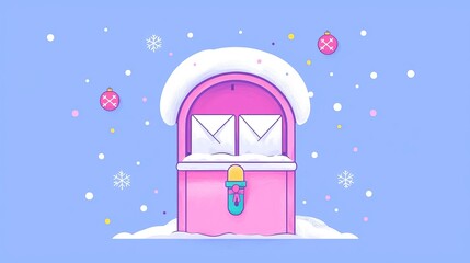 Create a festive holiday atmosphere with a cheerful snow-capped mailbox design