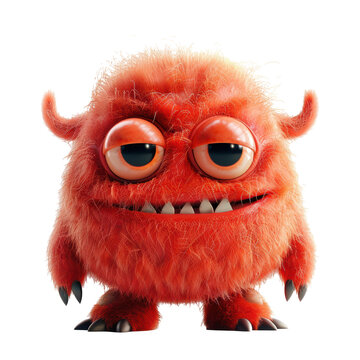 A cartoonish red monster with big eyes and a big smile