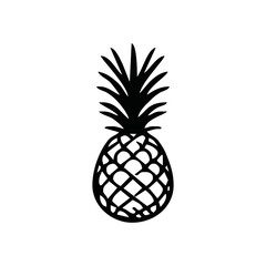 Obraz premium Pineapple icon, vector illustration. Flat design style, black on white..pineapple fruit vector. pineapple fruit vector collection. pineapple fruit illustration in flat style. fresh summer fruit.