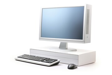 Fototapeta premium Computer with monitor screen white background electronics.