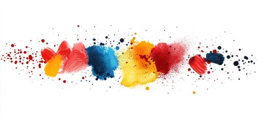 Fototapeta premium Abstract brush strokes with business growth symbols, showing creative approach, isolated on white, dynamic style