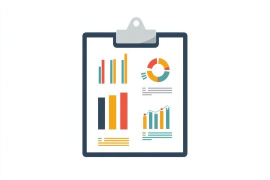 clipboard with colorful charts and graphs clip art preview