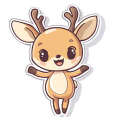 A cartoon deer is dancing and smiling. The image has a happy and playful mood.