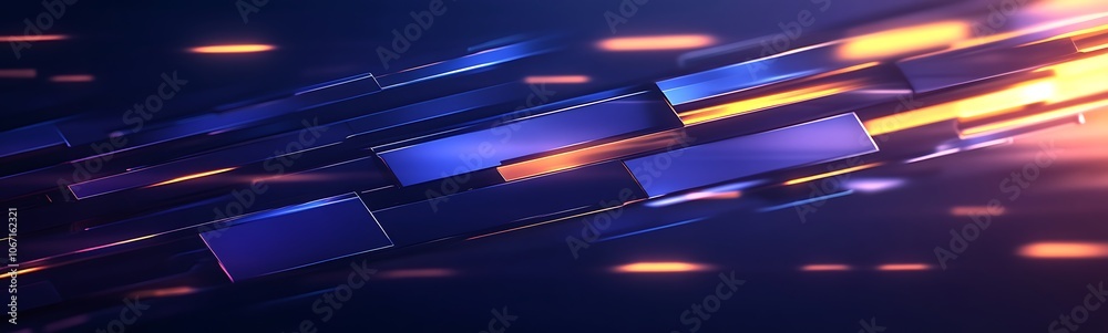 Leinwandbilder abstract digital design with flowing blue and orange light beams, creating a dynamic sense of moveme