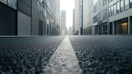 Empty City Street with Buildings in the Background