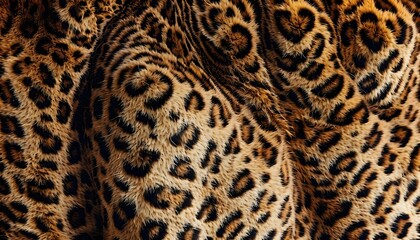 Close-up of leopard print fur, abstract texture, warm tones, perfect for fashion design