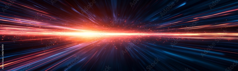 Poster a vivid, abstract representation of light streaks and energy, depicting speed and motion in a futuri