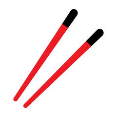Flat illustration of a single pair of red chopsticks